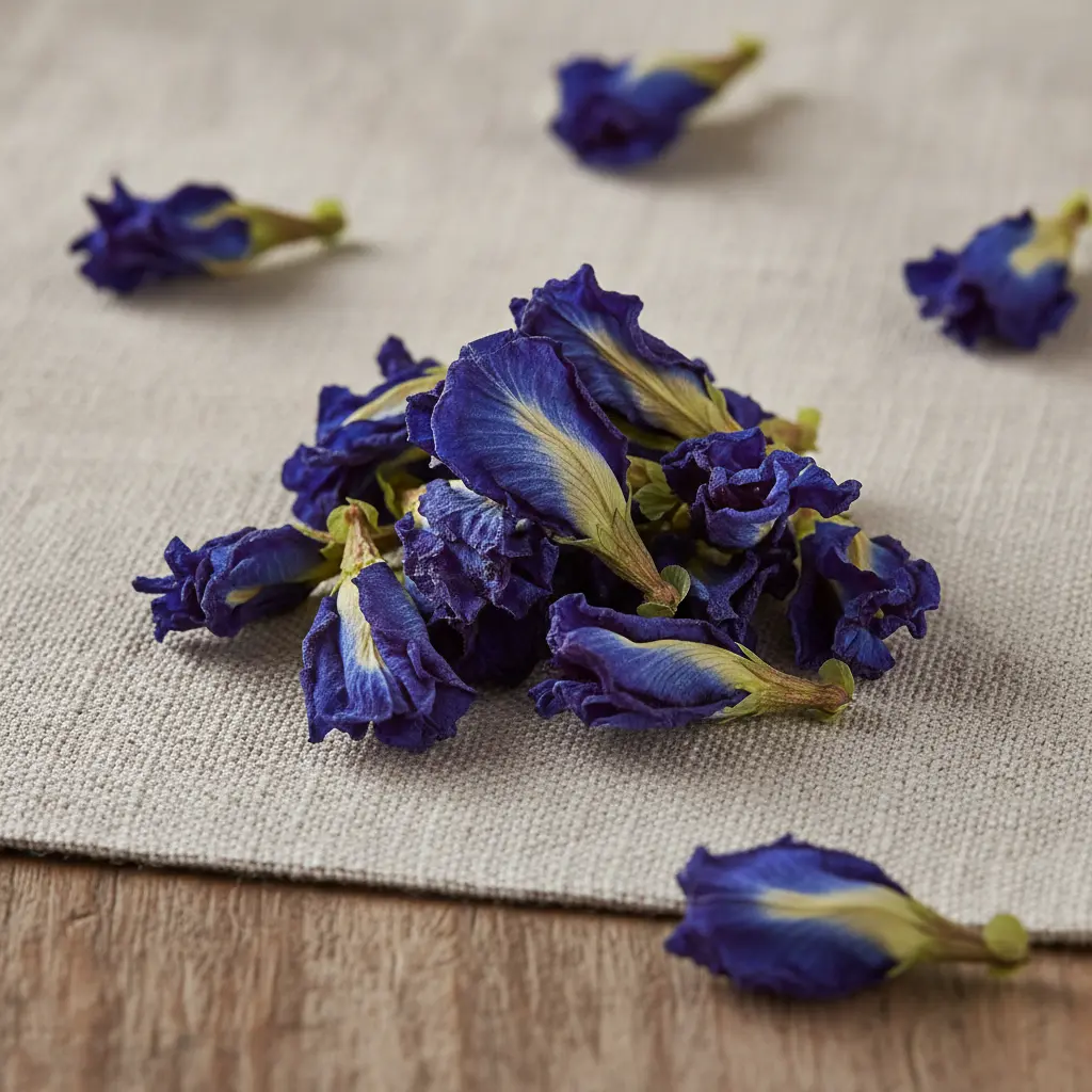 AI Generated Dried Butterfly Pea Flowers (Macro Photo)